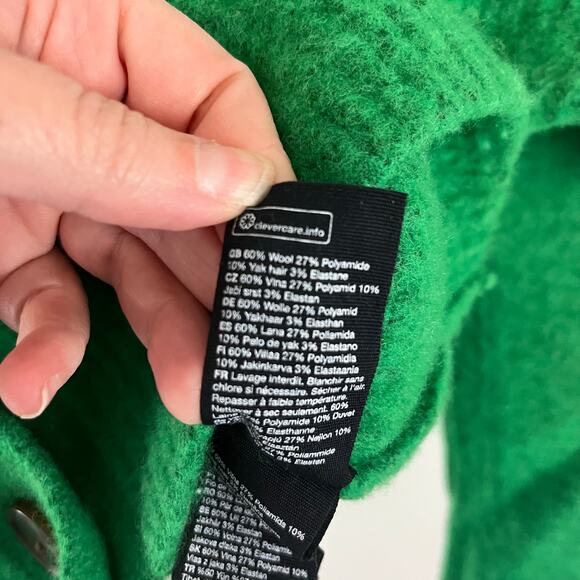 Stockholm Atelier & Other Stores Wool Yak Blend Green Cardigan Sweater Small - Picture 5 of 6